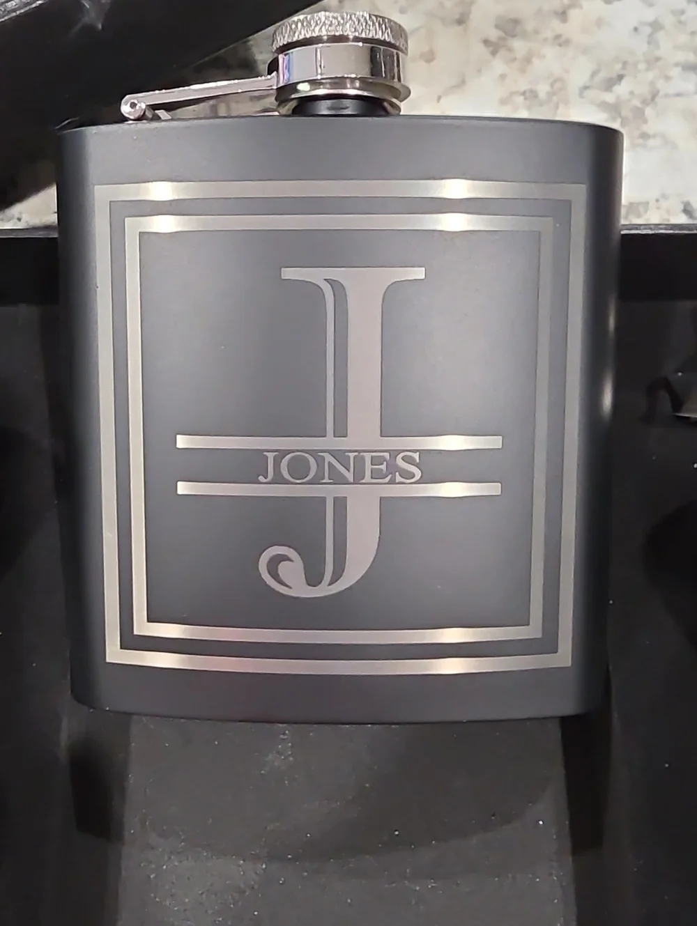 Black Stainless Steel Hip Flask Gift Set